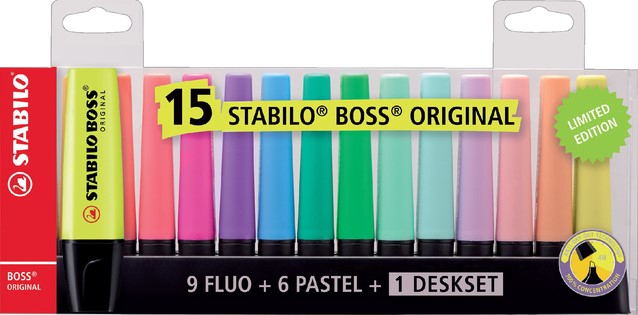 anders Rijpen roestvrij Markeerstift STABILO Boss Original deskset à 15 kleuren Duurzame  Kantoorartikelen